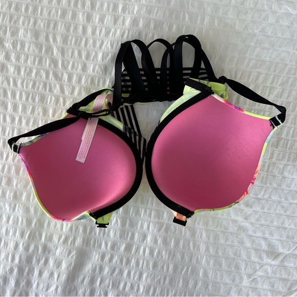 Victoria's Secret PINK Wear Everywhere Push-up Tropical Print Bra, 36DD - Picture 5 of 11